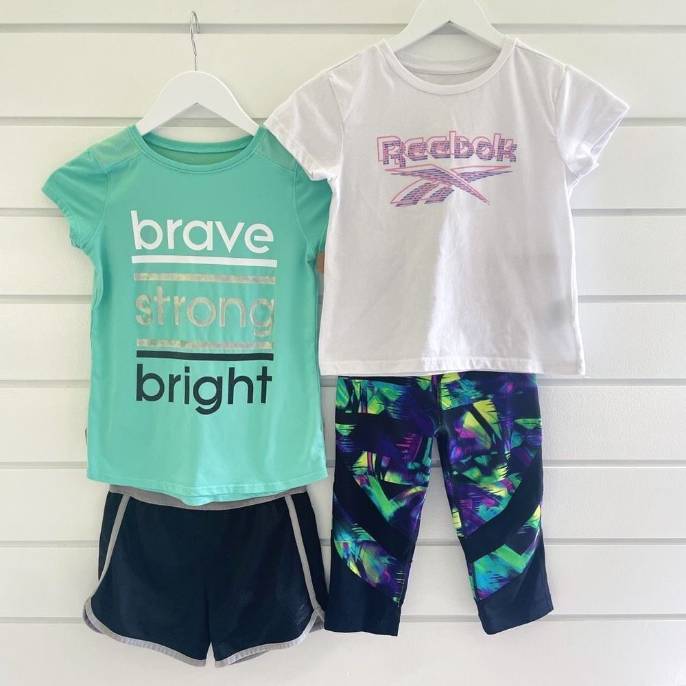 Reebok Skechers Fila Jumping Beans Girls Active Top & Bottom Lot Small/Medium